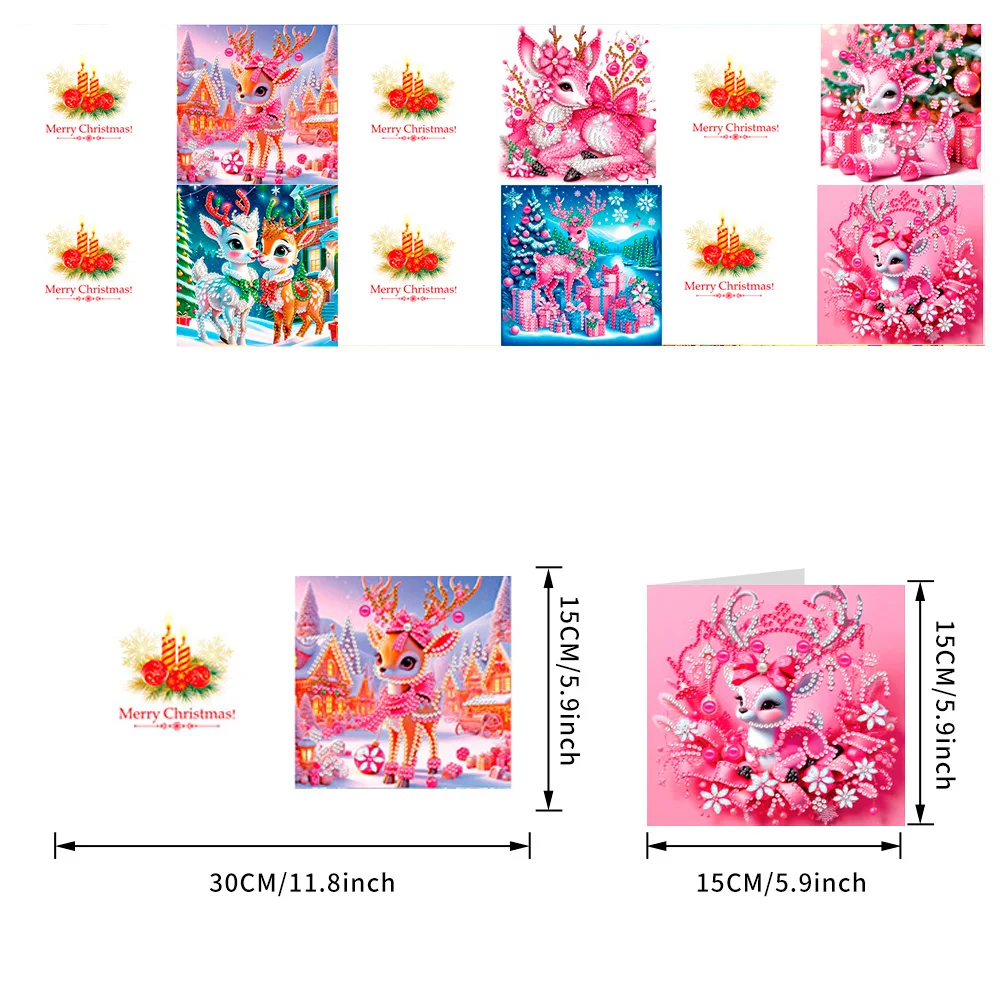 New Arrival 6 Pieces Diamond Painting Greeting Card Pink Merganser, Cute Animal Pattern Handmade Postcards Perfect Easy Gifts