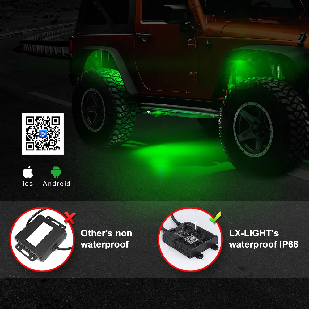 Amazon Top Sale 8 Pods RGB Rock Lights Waterproof Rf Control 12 Pod Led Rock Light Kit For Trucks SUV Car ATV UTV