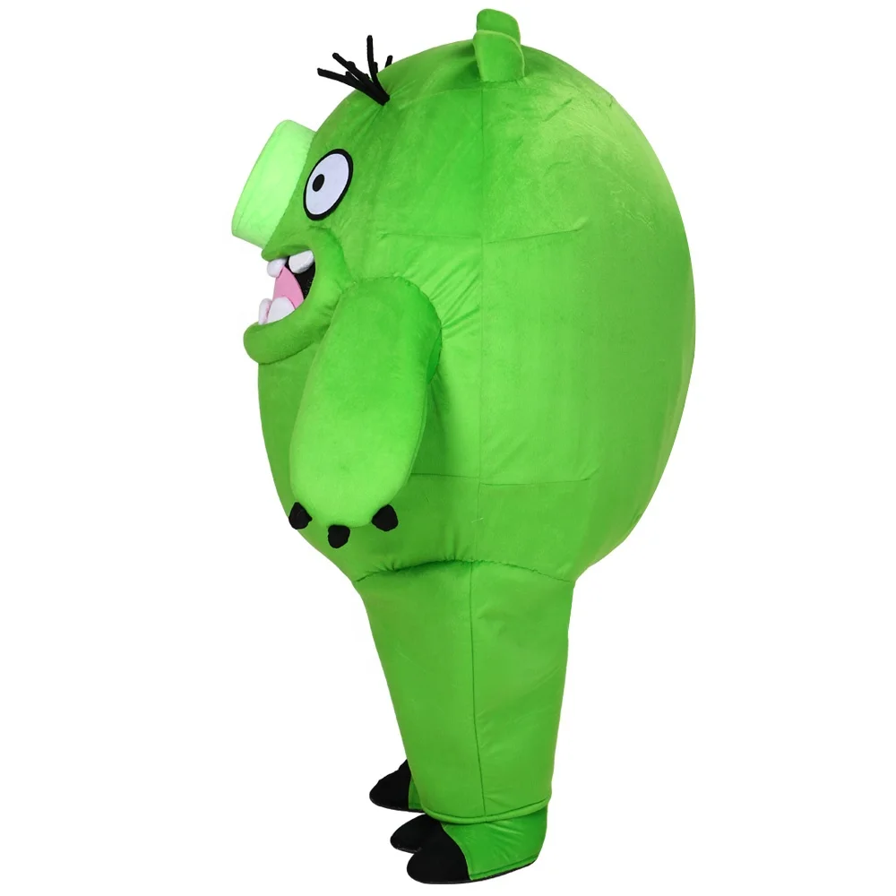 LOW price carnival green pig costume one size fit all adult green pig mascot costume