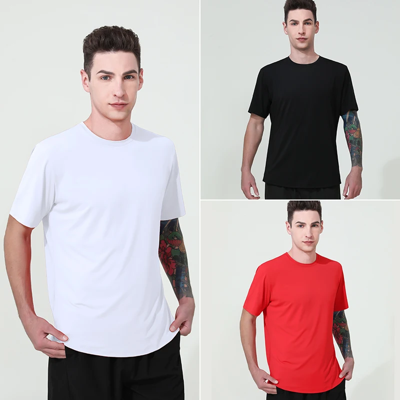 Wholesale Custom Print Plain Blank 100 Sublimation 100% Polyester White Sport Gym Run Quick Dri Dry-Fit Men t Shirt For Men