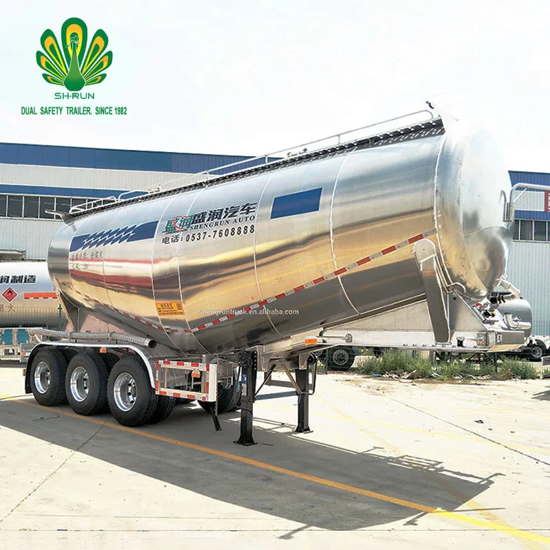 3 Axles 36 cbm V-shape Aluminum alloy Cement Tanker trailer single compartment