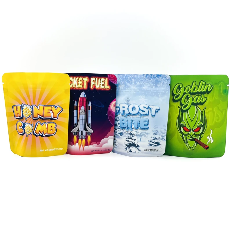 3.5g 7g 14g 28g Custom Plastic Stand Up Doypack Pouch Smell Proof 3.5 Grams Mylar Bags With My Logo