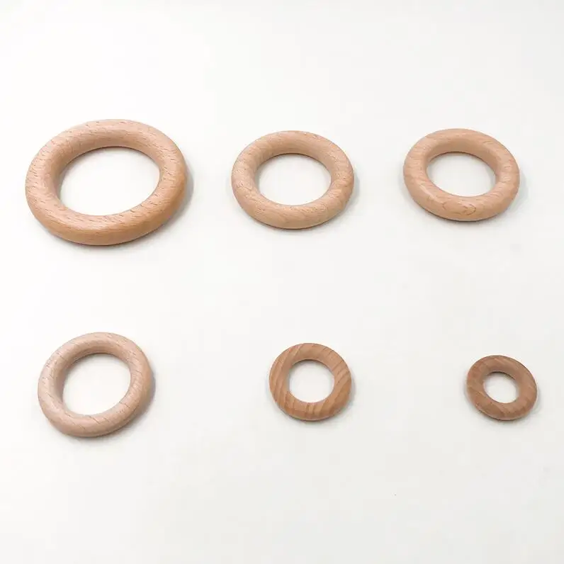 Natural Beech Wood Rings Without Paint Smooth Unfinished Circles for Craft DIY Baby Teething Ring Pendant Connectors Jewelry