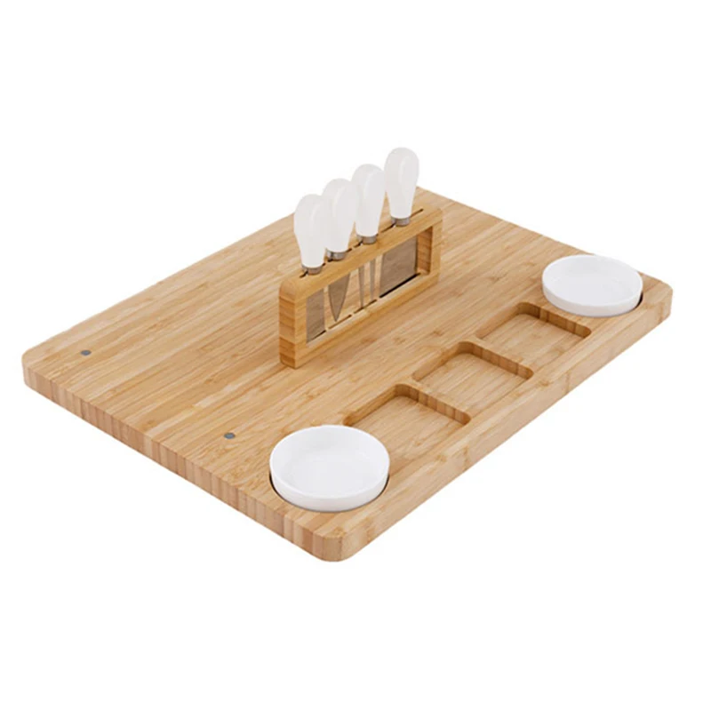 Household kitchen bamboo chopping board Restaurant cutting vegetables bamboo and wood rectangular fruit cutting board with knife