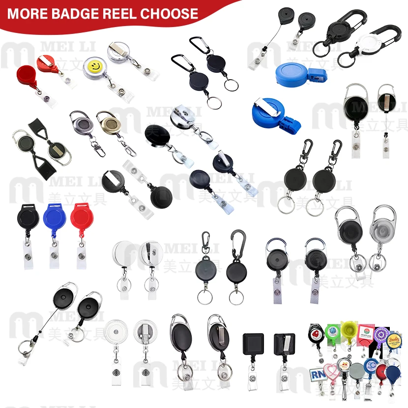 Custom Logo Nurse Accessories Cute Retractable Nursing ID Name Badge Reel Holder With Belt Clip