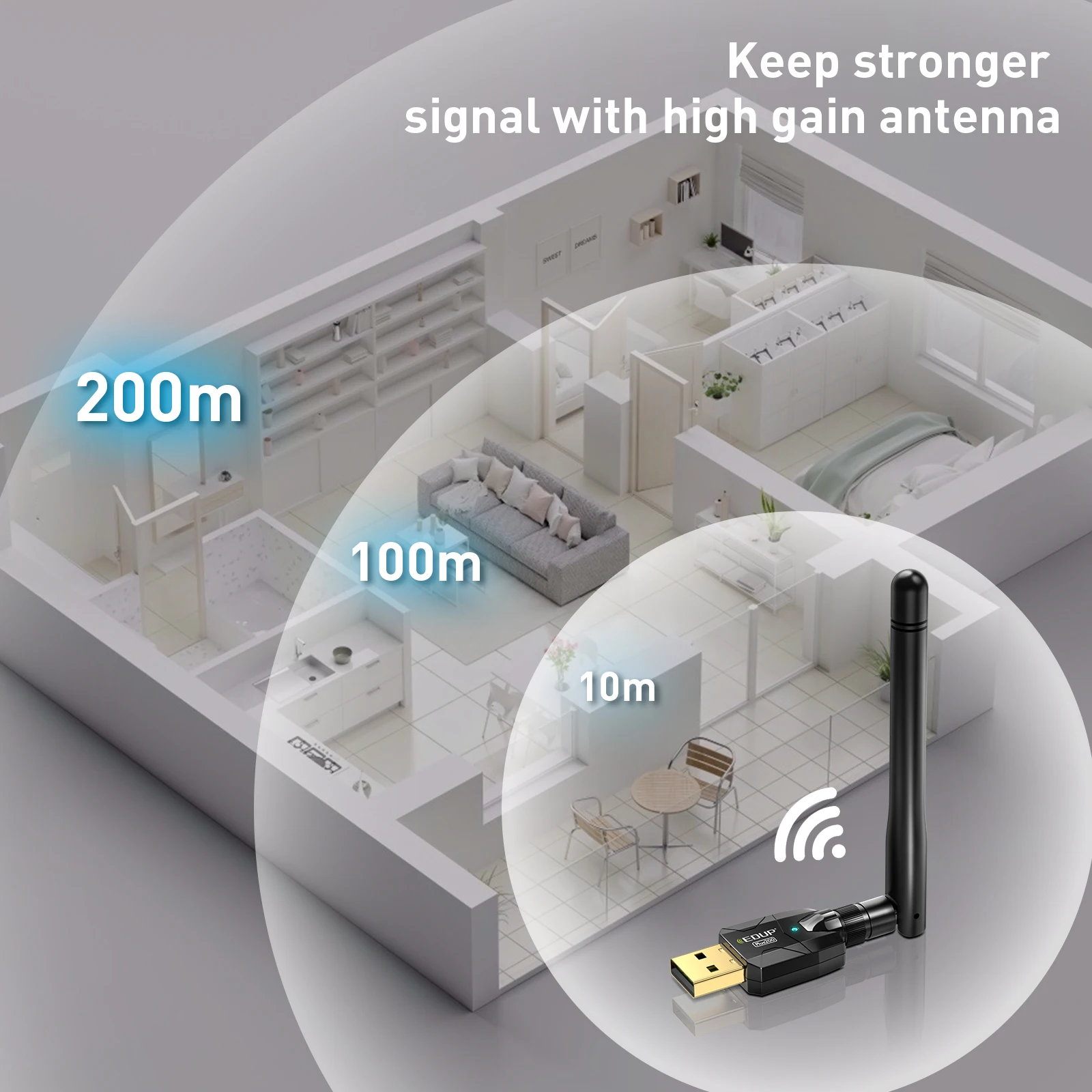 EDUP 200 метров длинный Диапазон Bluetooth Wifi адаптер EP-B3536Plus USB 5 1 для ПК