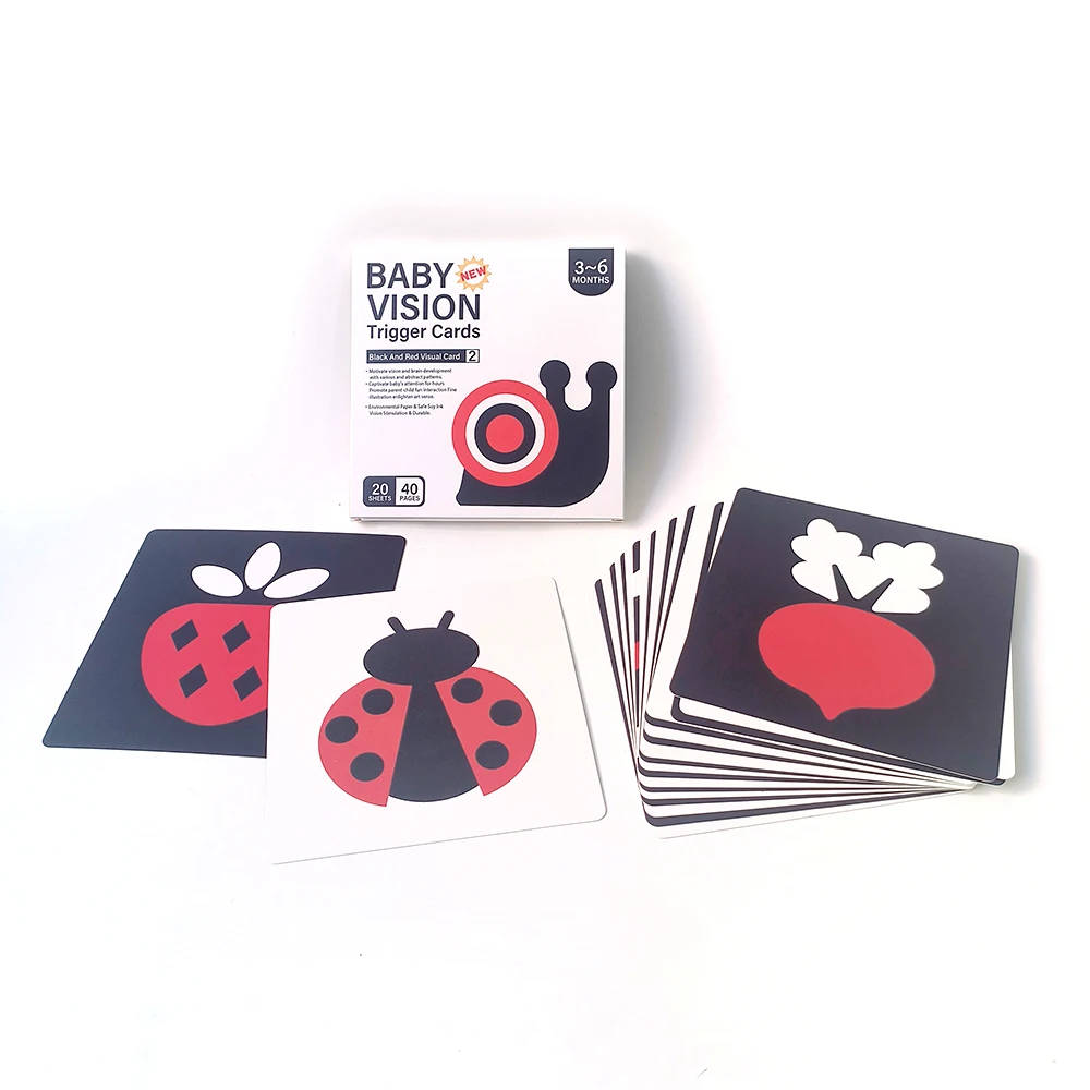 Custom parent-children interaction baby black and red visual card games flash cards/cognitive cards