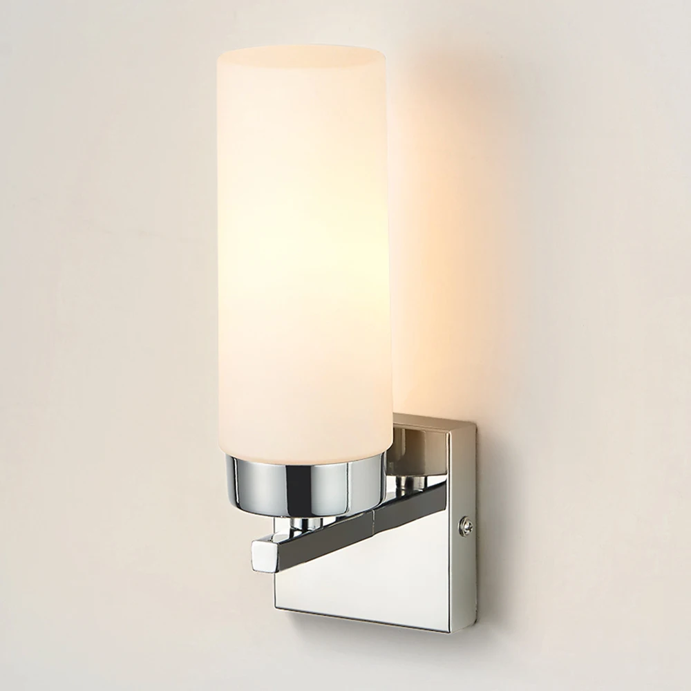 
5W Modern Glass Wall Mounted Hotel Lighting Bathroom Vanity Light Frosted Lampshade Wall Light Fixtures 