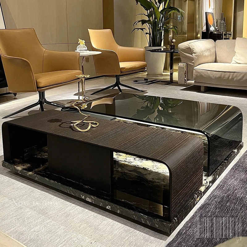 Furnistyle Luxury Italian Style Villa Ebony Tea Table Black High End Contemporary Square Coffee Table