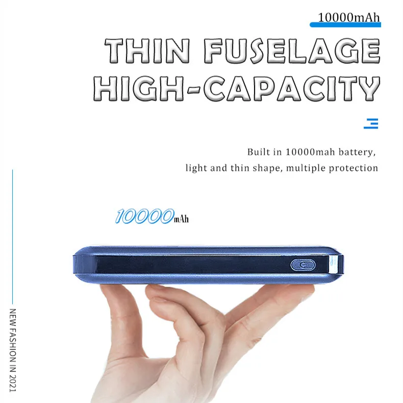 Customize Logo Slim Charger 10000mAh Super Capacitor Battery Power Bank For Mobile Phone Qi Wireless Power Bank