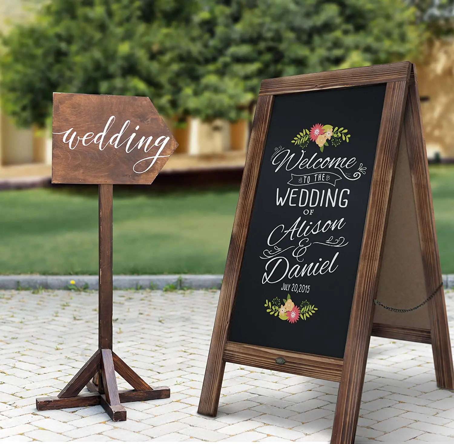 Free Standing Chalkboard Easel Sturdy Sidewalk Sign Sandwich Board Outdoor Chalk Board