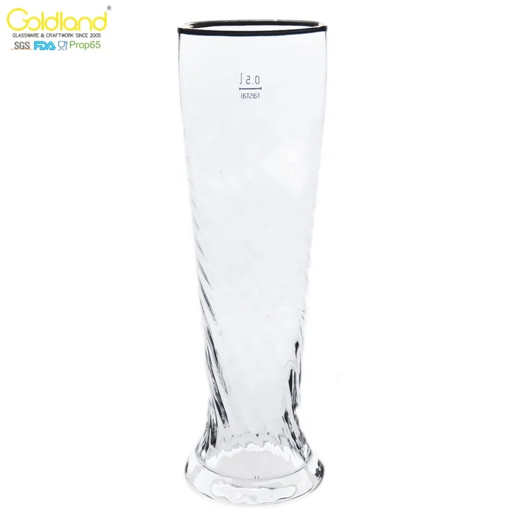 Gold rim swirling pilsner glass germany swirl pislner beer glass cup 20oz