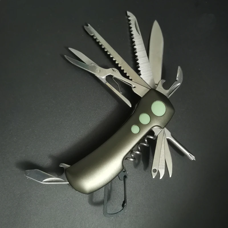 Multi Army Knife with Carabiner Hook 420 Stainsteel Steel multi purpose knife Swiss engraved Pocket Knife