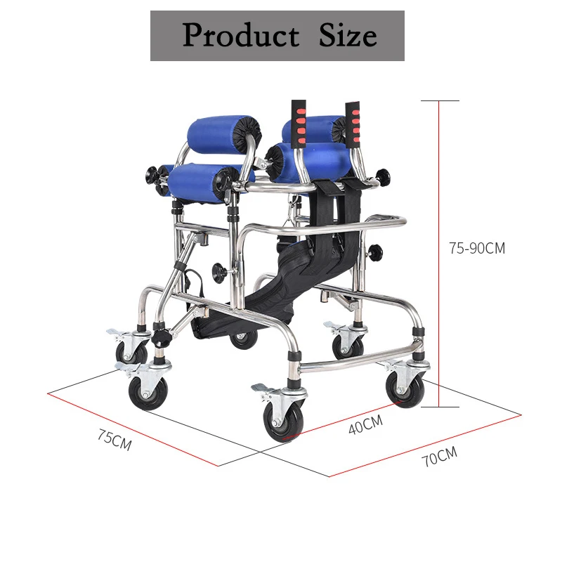 Adjustable anti-rollover assist lower limb walking hemiplegia gait trainer pediatric walker