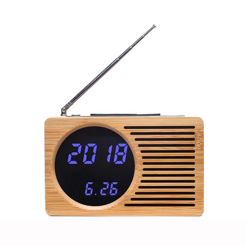  KH-WC013 портативный Рабочий стол из бамбука/деревянная FM радио с светодиодные