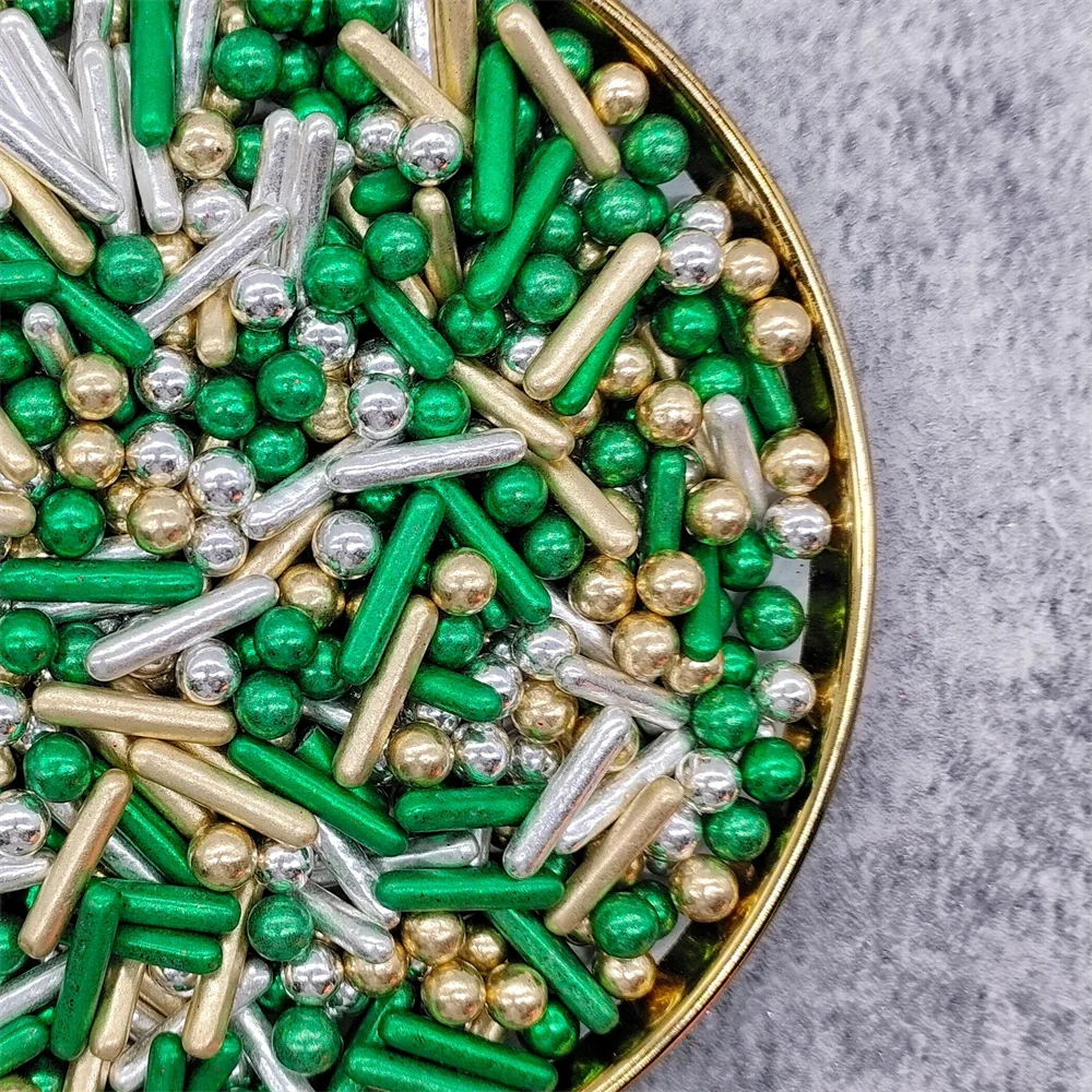 Wholesale colored edible sprinkles decorative metal shiny edible pearls stick ornamentation for cake chocolate ice cream