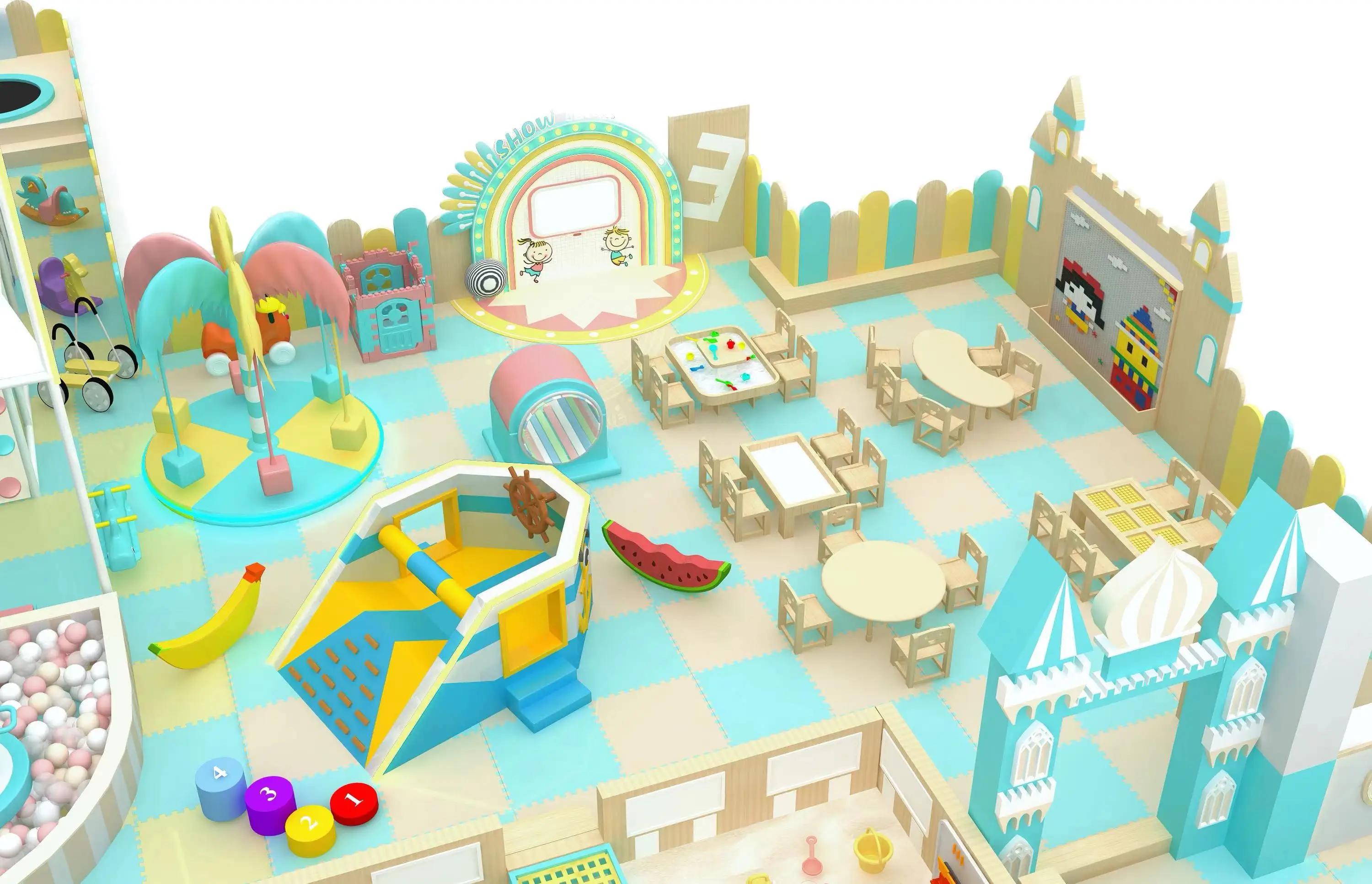 New Design Indoor Playground with maze game  High Quality trampoline park Cheap Customized Kids  Playground  for kids