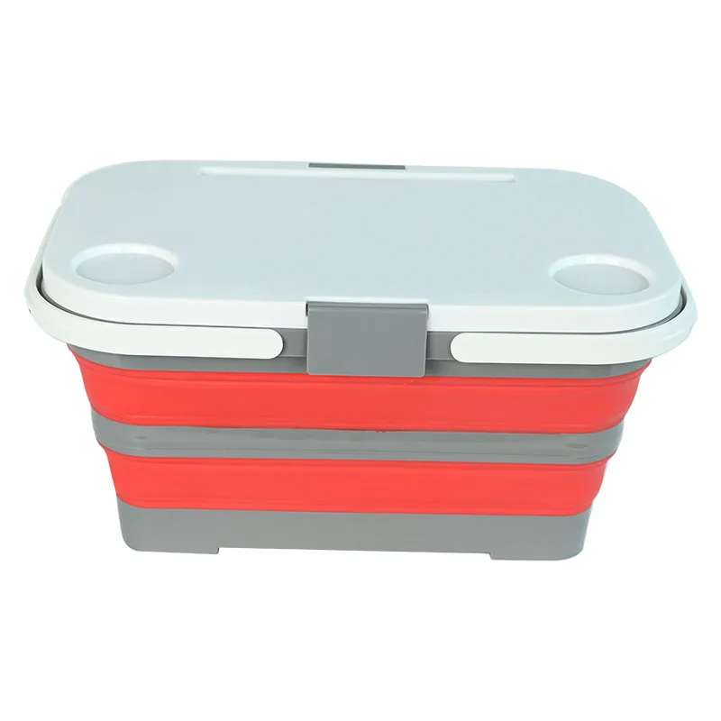 Wholesale Silicone Plastic Collapsible Foldable  Picnic Storage Basket Shopping Basket with Lid for Organizing