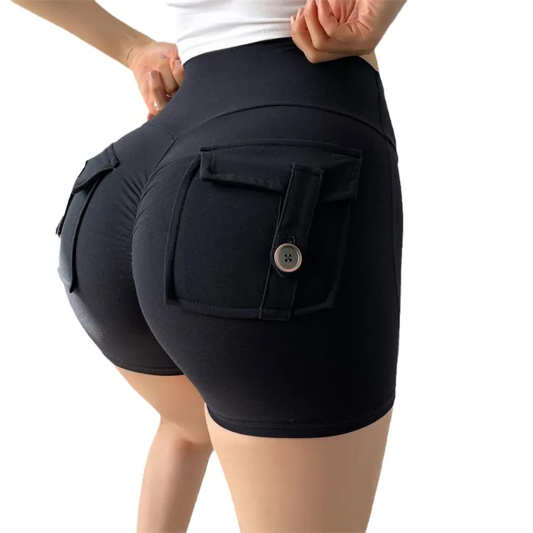 Exercise Pants High Waist High Compression Feels Like Skin Butt Lifting Fitness Pocket Shorts