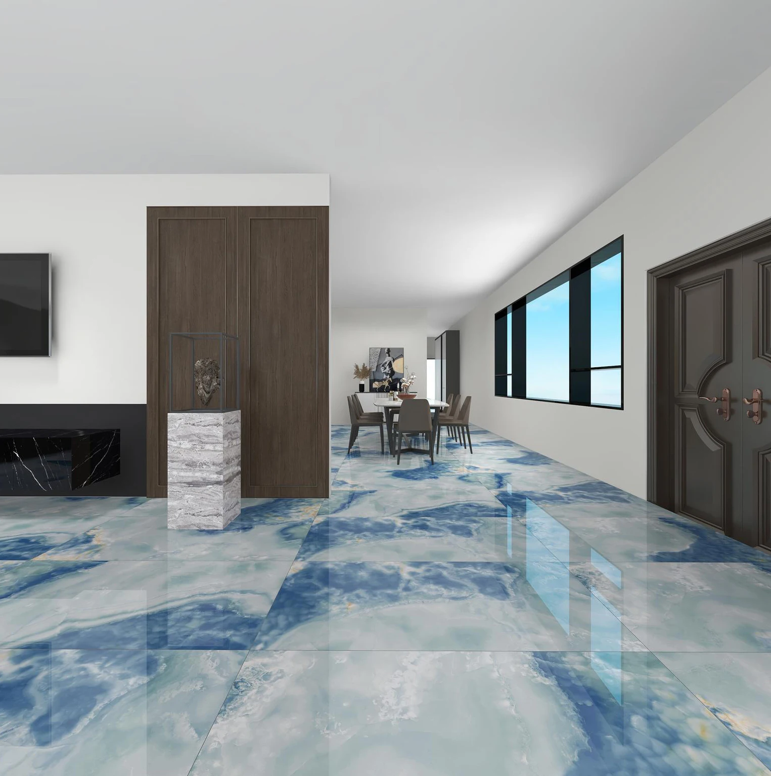Керамический фарфор Porcelanato 600x1200 синий зеленый оникс нефрит мраморный камень керамическая плитка для пола гостиной