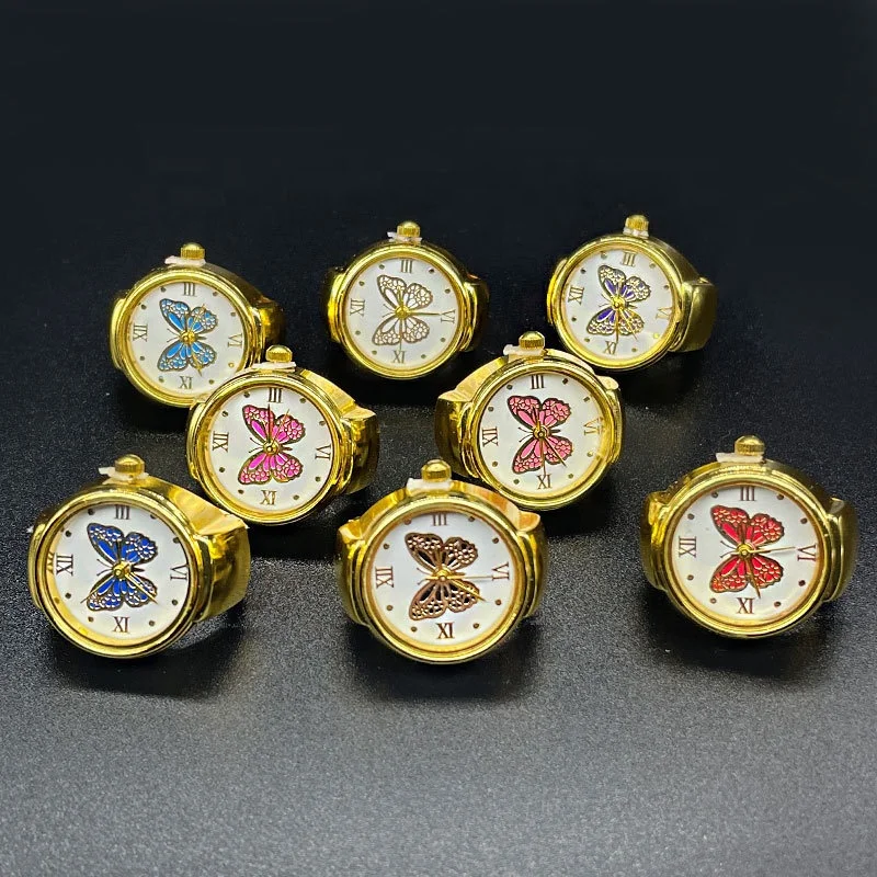 R.Gem. Vintage Butterflies Ladies Unisex Adjustable Quartz Digital Finger Ring Watch