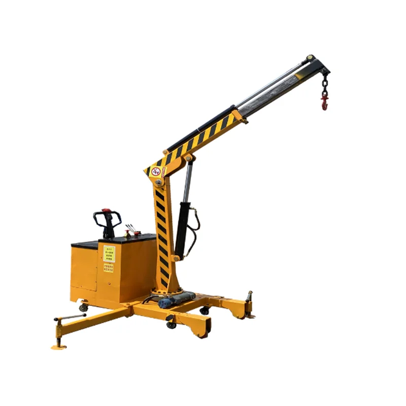 Electric walking battery charging feature mini floor rotating mobile crane lifting 1 ton 2 ton can be customized