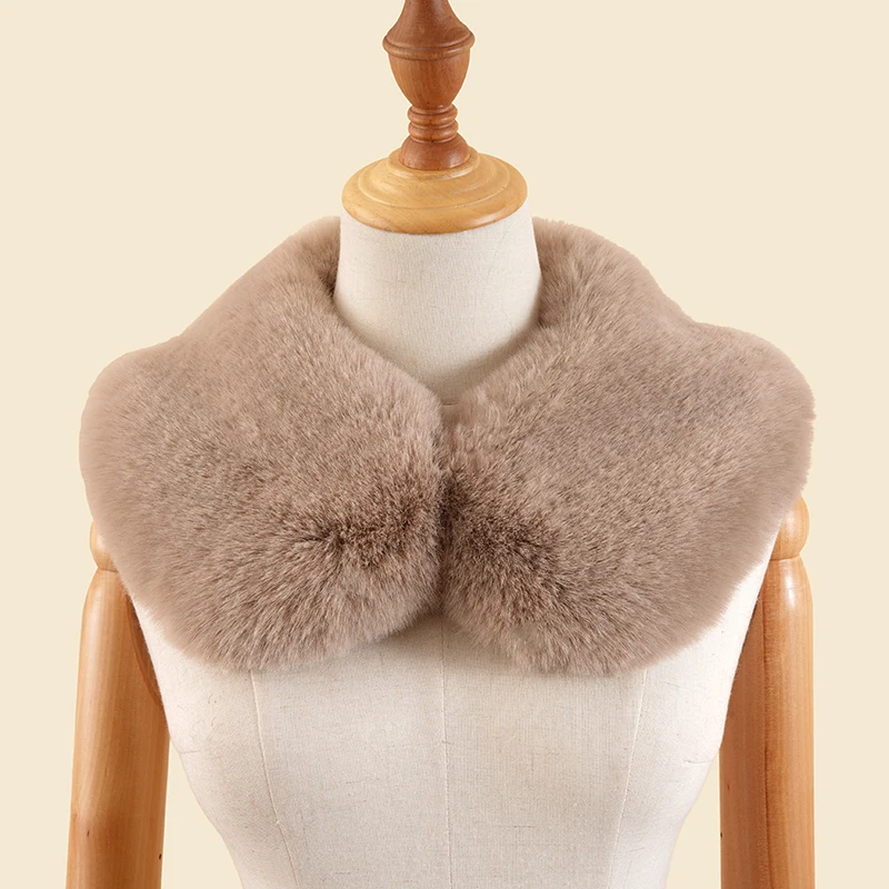 
New Fashion Black long hair Scarf Big fake faux Rabbit fur Collar for women Coat Scarves Collar 