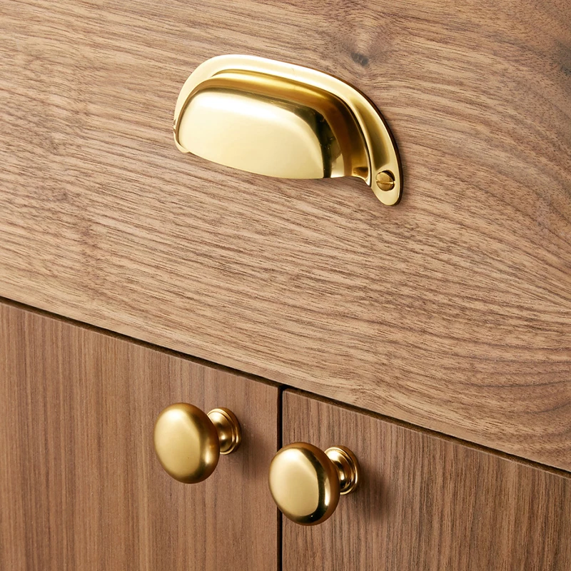 High End Brass Curve Shell Cup Cabinet Drawer Furniture Hardwarespulls Handle