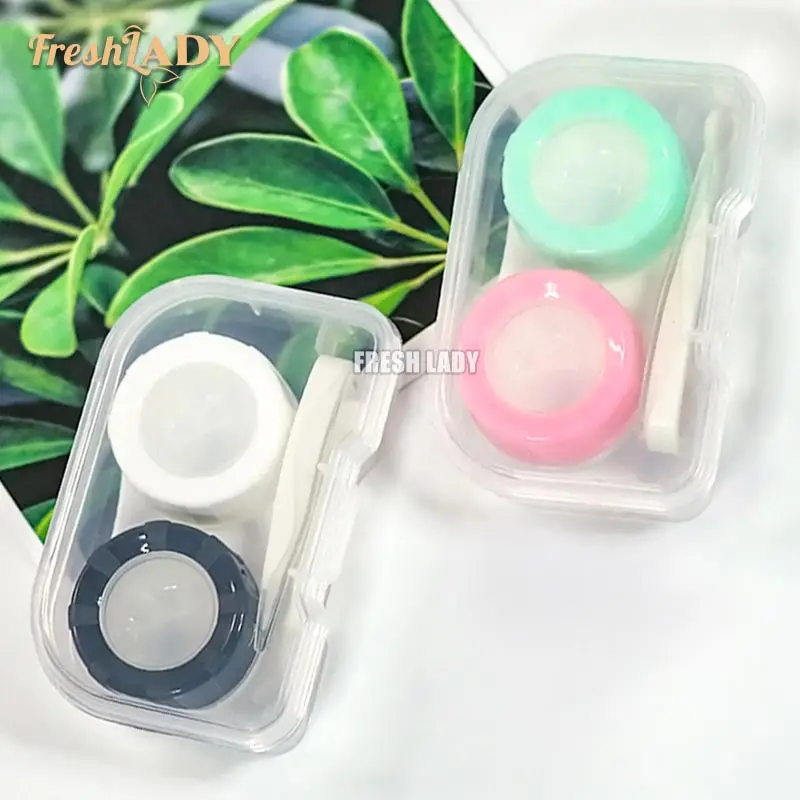 
Fresh lady Macaron wholesale colorful color eye contact lens case 