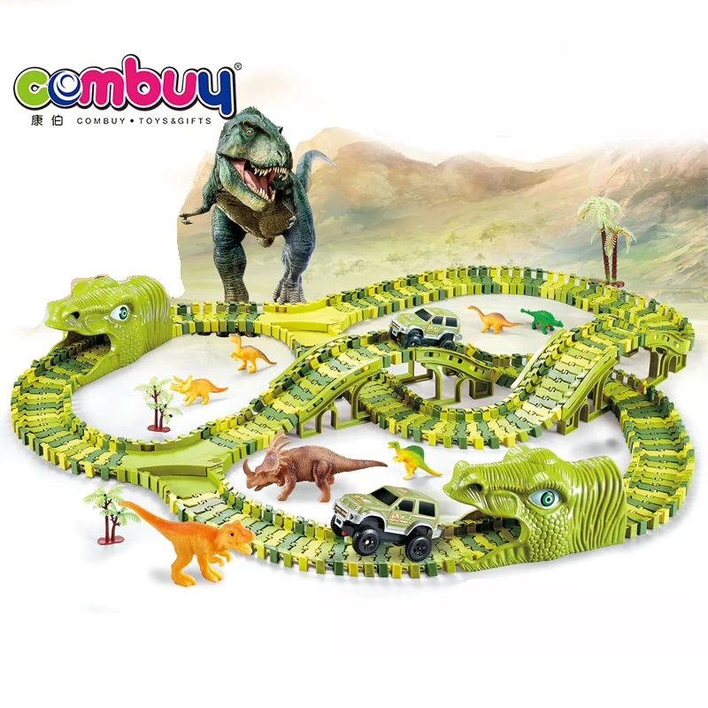 Rail cars set assembly kids 240PCS dinosaur track toy for DIY
