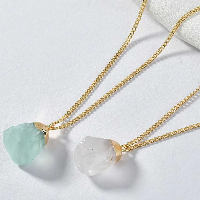 High Quality Faceted Nuggets Tube Raw Rough Gemstone Plated Golden Alloy Beads Pendants For Jewelry Making Earrings Necklace