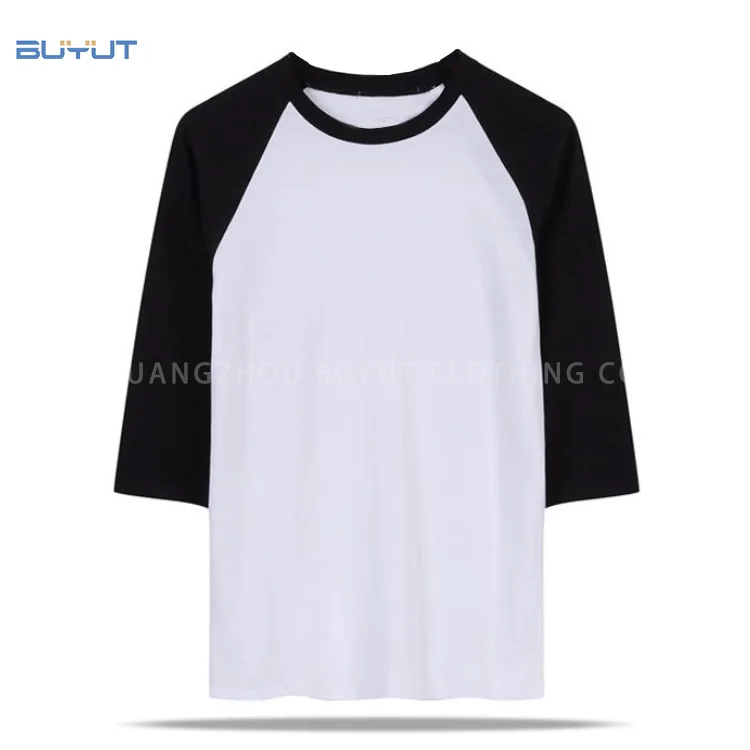 Contrast Trim unisex blank Baseball t shirts 3/4 Sleeve  Raglan Sleeves T shirt