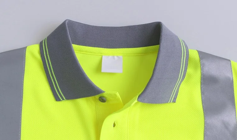 100% Polyester Bird Eye Quick Dry High Visibility Construction Reflective Safety Polo Shirts with logo customized