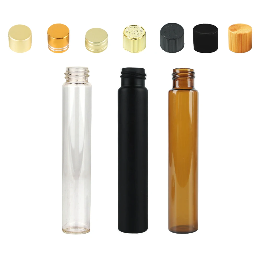 Custom label 80mm 98mm 109mm 120mm Transparent Glass Roll Tubes With CR Cap