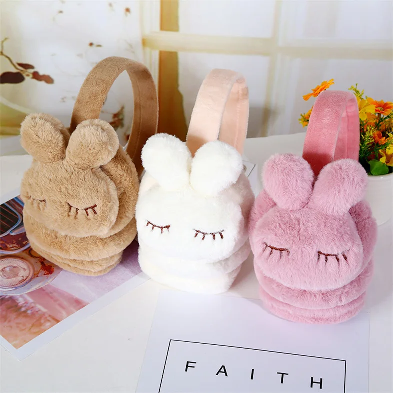 New Animals Earmuffs For Children In 2021 Winter Fade Rabbit Ear Muffs Cute Plush Warm Ear Bags Kids Earmuffs