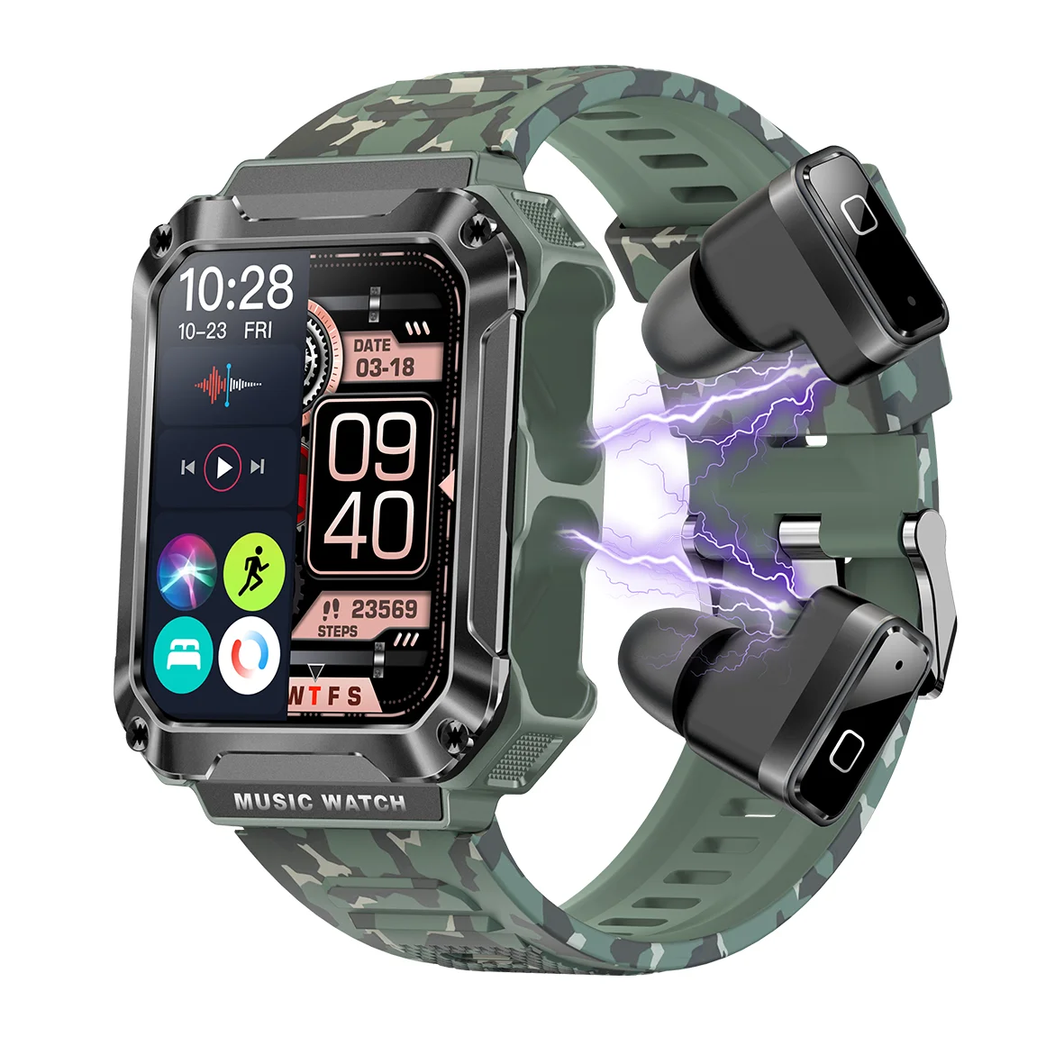 T93 Смарт-часы 2 в 1 2023 спортивные деловые наушники с BT-наушниками гарнитура IP67 водонепроницаемые умные часы с наушниками