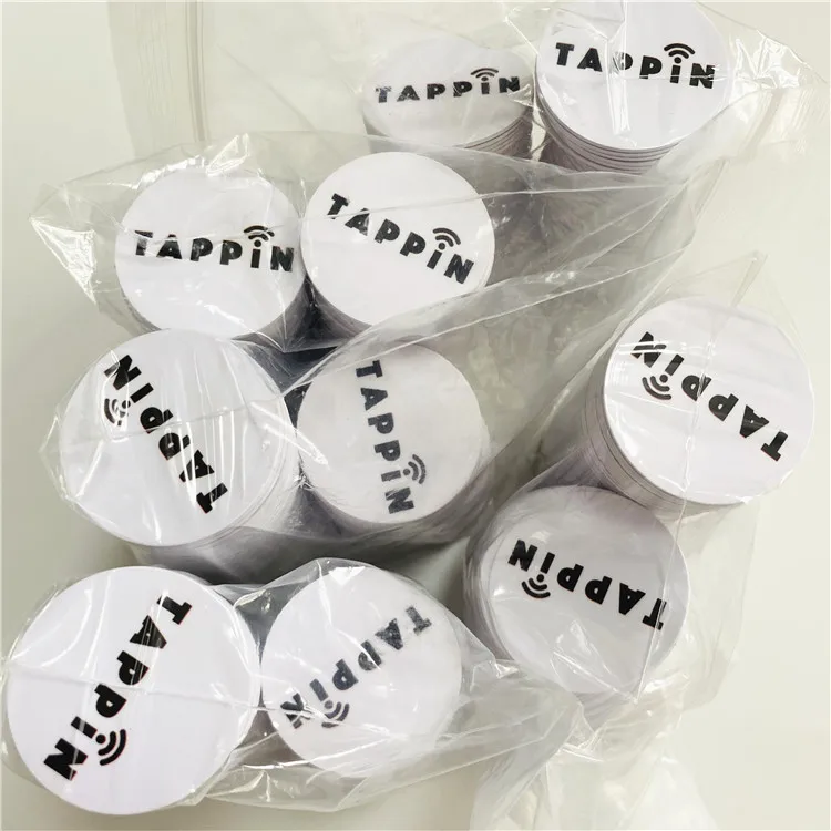 iso14443a 13.56mhz 504 bytes Writable custom waterproof durable mini nfc 215 pvc coin tag for wholesale