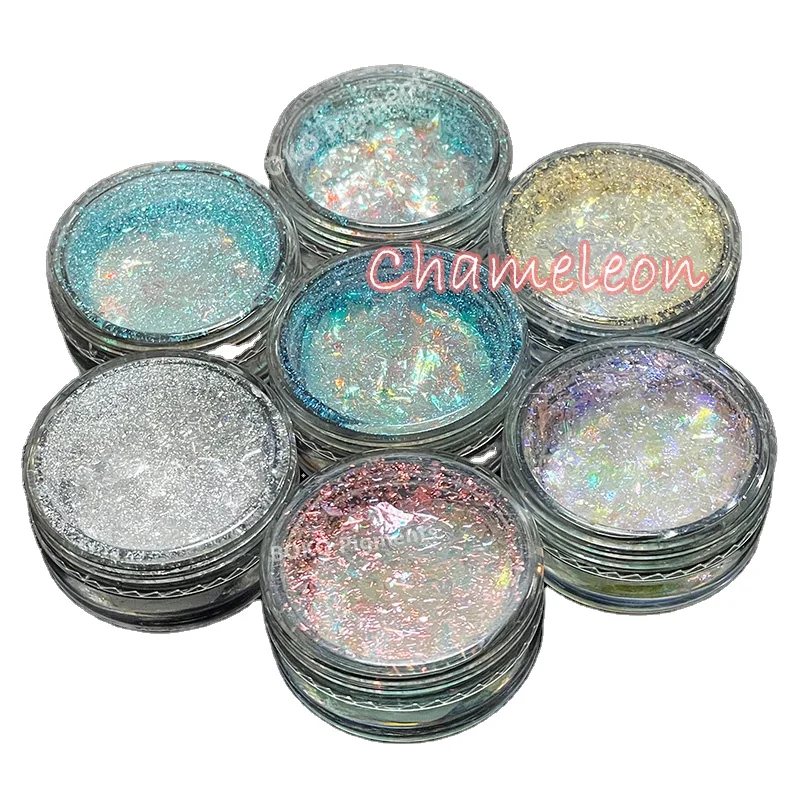 BOKO 7colors Aurora Nail Powder Flake Pigments New Product  Mirror Chrome Nail Powder