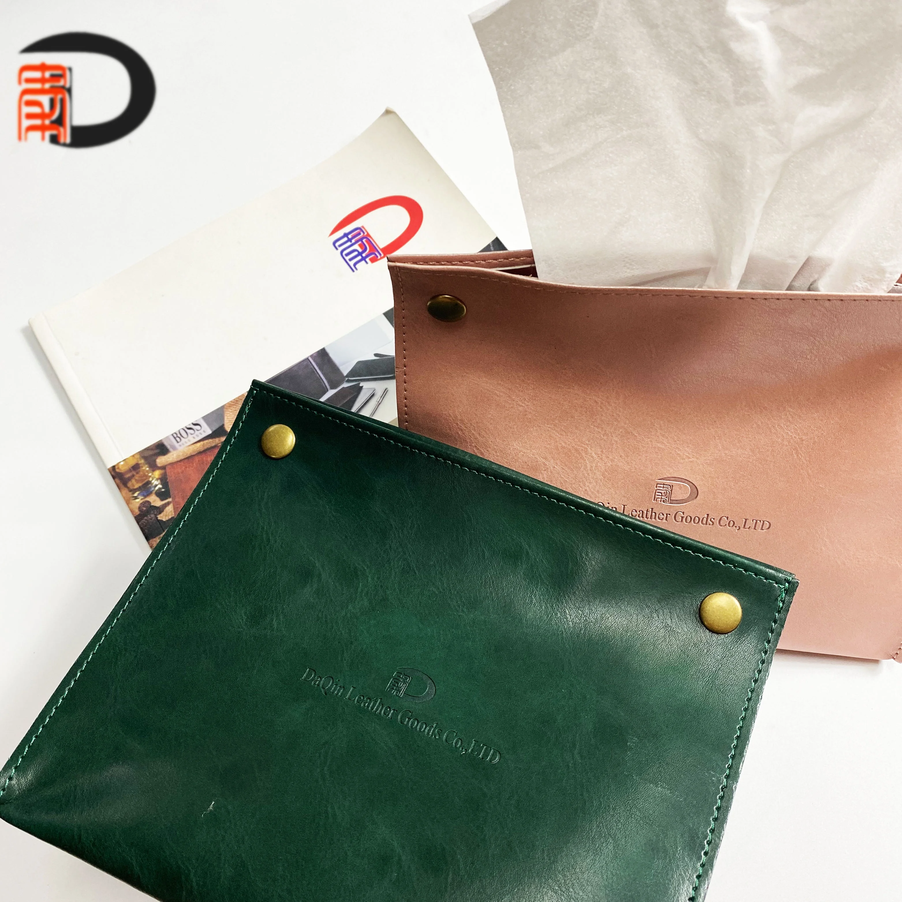 New arrival soft foldable PU Leather facial tissue box with custom logo