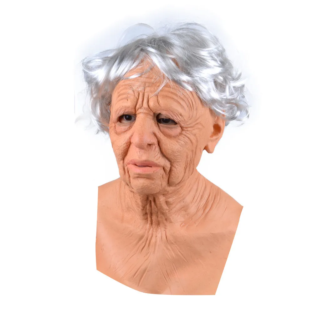Scary Horror Cosplay Party Masquerade Grandma Funny Halloween Masks For Adults Women Realistic