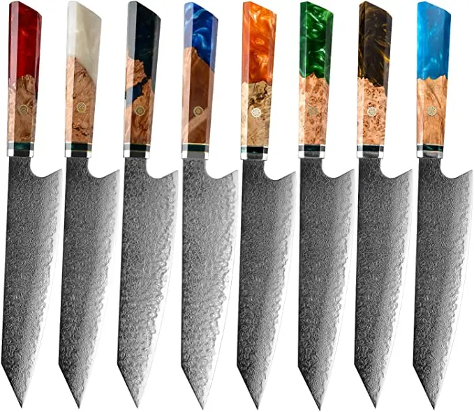 Japanese VG10 Damascus Steel Kitchen Chef Knife with Beautiful Epoxy Resin Handle