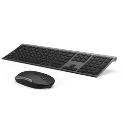 2.4GHz Rechargeable Compact Quiet Full Size Keyboard Mouse  Computer Wireless Keyboard and Mouse Combo