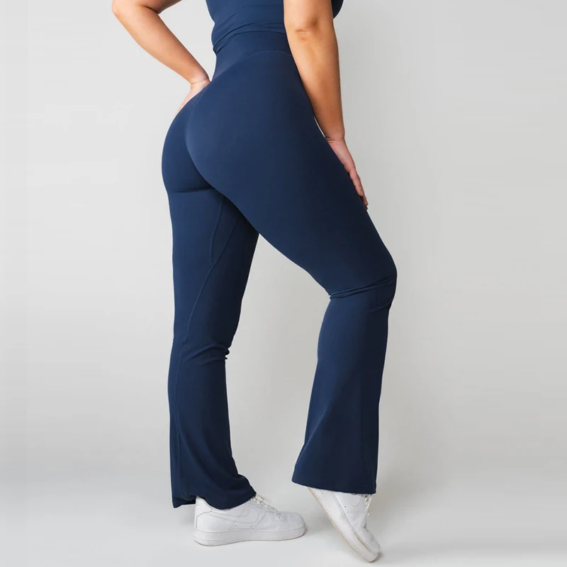 Gym Wear Manufacturer High Rise No front seam Custom Brand Active Flare Leggings