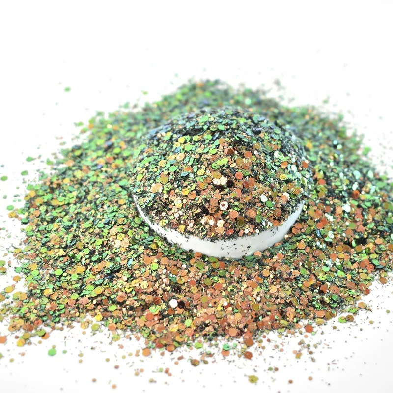 Hexagonal irregular mixed Glitter Powder Eco-friendly PET Solvent Resistant Cosmetic Grade Nail Art Eyeshadow Glitter Pigment