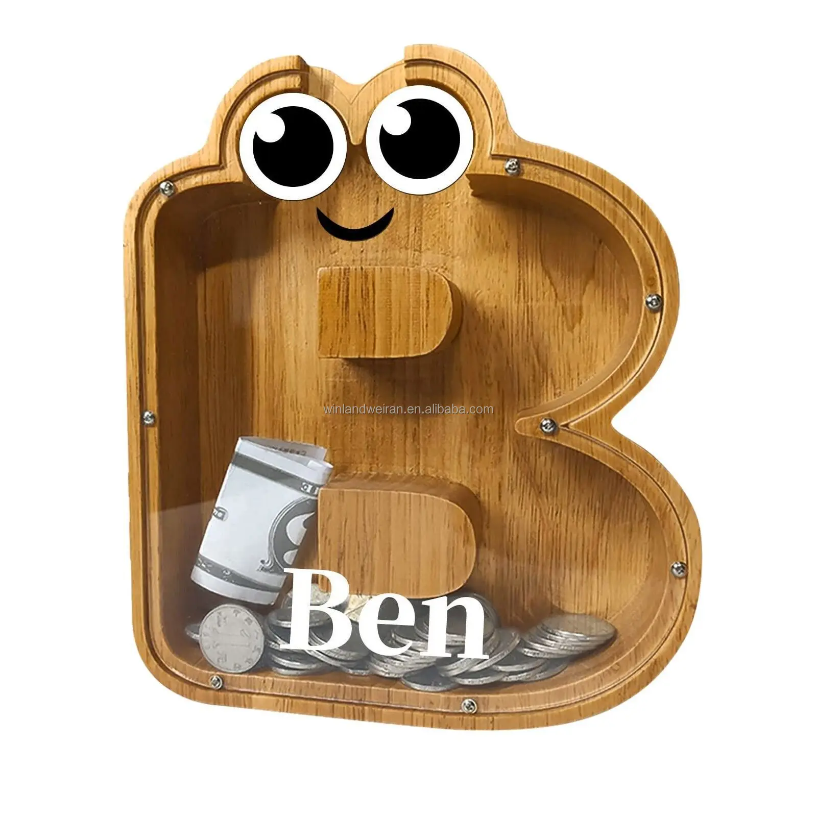 Wooden Large Letter Money Bank Letter Coin Bank Piggy Bank Money Saving Box