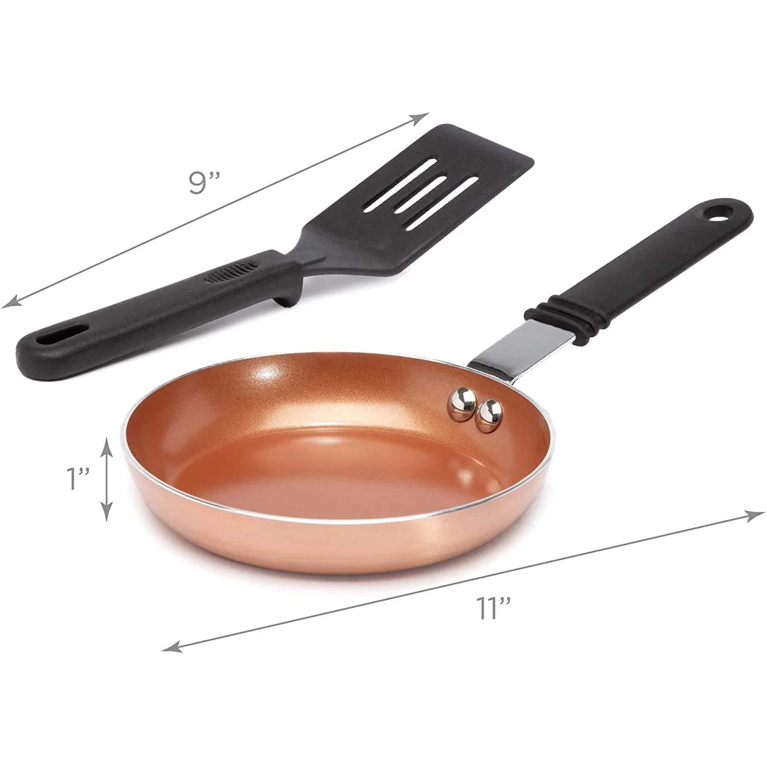 Small size copper pan mini egg fry pan with spatula