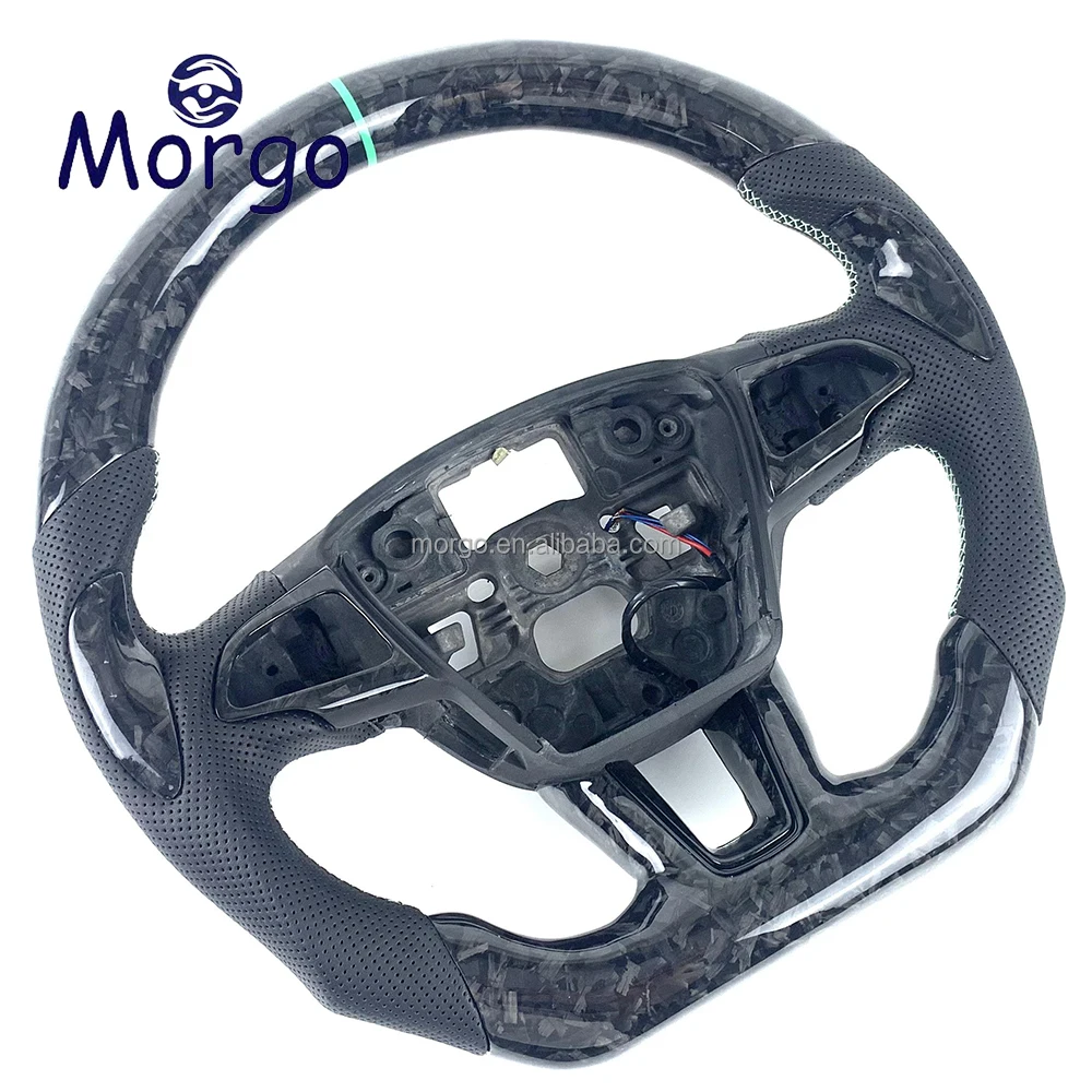 Fit for Ford Focus MK2 MK3 MK4 ST RS 2018-2021 professional customized with top strip forged carbon fiber leather steering wheel