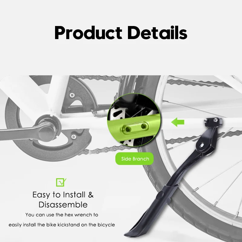 Coarse Aluminum Alloy Bicycle Stand Adjustable Bicycle Side Foot Support 24'-29' Inch Bicycle Kickstand Bike Parts
