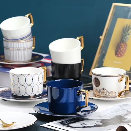 Factory wholesale Creative Reusable Porcelain Tea And Coffee Cup Saucer Ceramics Simple Sets Modern Design Grace Teaware