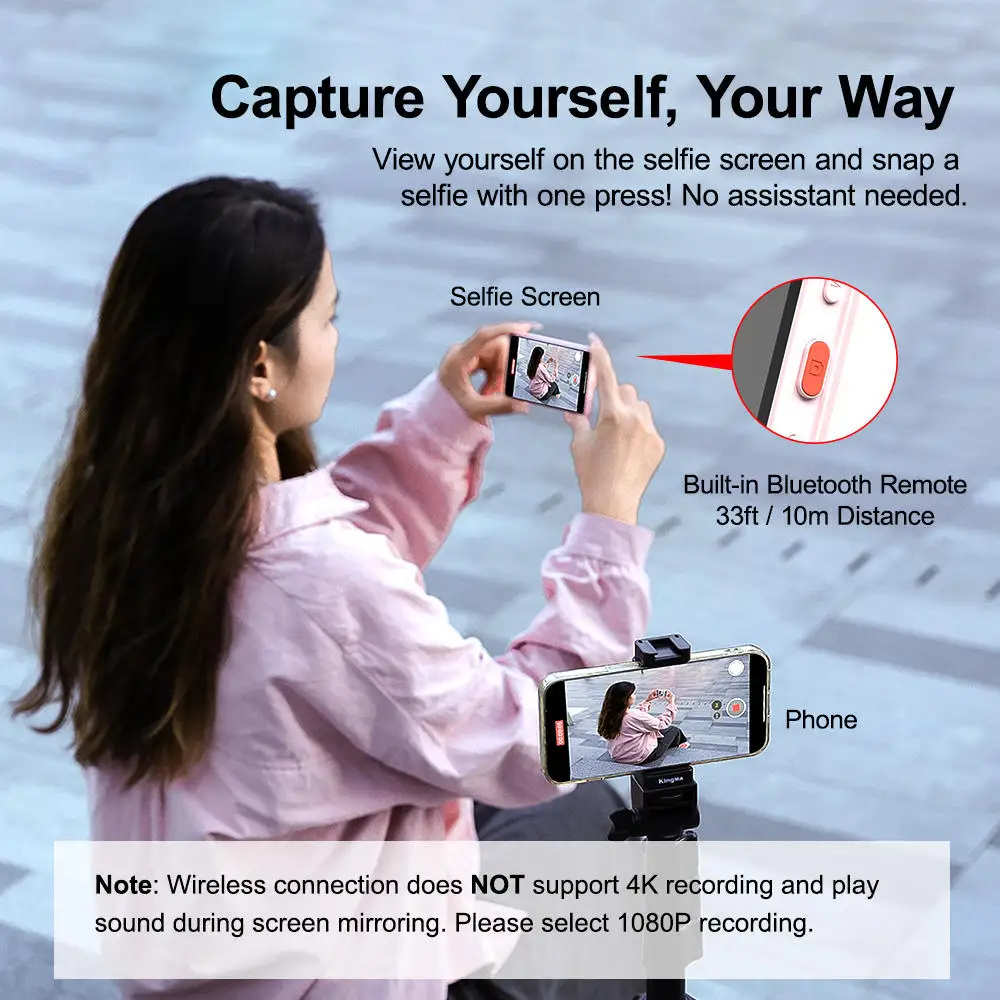 Upgraded Phone Vlogging monitor 4K 30fps video casting built-in Bluetooth remote Magnetic Rear Camera selfie monitor screen